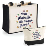 Sac Fête des Mères Mamie Famille Idée Cadeau anniversaire Noël Travail Boulot Métier Départ Retraite Collègue Femme cabas shopping plage
