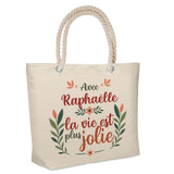 Sac Fête des Mères Mamie Famille Idée Cadeau anniversaire Noël Travail Boulot Métier Départ Retraite Collègue Femme cabas shopping plage