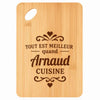 Planche bambou gravée personnalisée homme idée cadeau Fête des Pères apéro 30×20 prénom cuisine plateau fromage anniversaire noel papa papi 