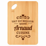 Planche bambou gravée personnalisée homme idée cadeau Fête des Pères apéro 30×20 prénom cuisine plateau fromage anniversaire noel papa papi 