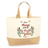 Sac Jute Fête des Mères Fêtes des Pères Mamie Papi Famille Idée Cadeau anniversaire Noël Travail Boulot Métier Départ Retraite Collègue Femme Homme