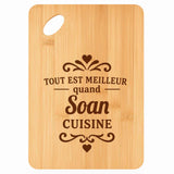 Planche bambou gravée personnalisée homme idée cadeau Fête des Pères apéro 30×20 prénom cuisine plateau fromage anniversaire noel papa papi 