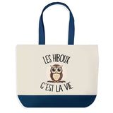 Sac de shopping bleu Hibou c'est la Vie