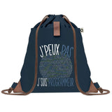 sac a dos bleu coton recycle avec pochette idee cadeau originale pour collegue ami prof ou membre de la famille cadeau mixte noel anniversaire secret santa ou depart au travail sac leger pratique et ecologique design breton moderne