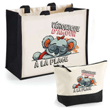Cabas femme sac plage ou shopping tote bag pochette trousse Idée cadeau original pour anniversaire Noël travail départ retraite collègue famille fete des mères maman mamie