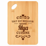 Planche bambou gravée personnalisée femme idée cadeau Fête des Mères apéro 30×20 prénom cuisine plateau fromage anniversaire noel maman mamie