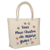 Sac Fête des Mères Mamie Famille Idée Cadeau anniversaire Noël Travail Boulot Métier Départ Retraite Collègue Femme cabas shopping plage
