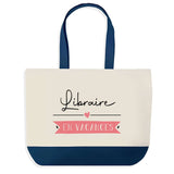 Sac de shopping bleu Libraire en Vacances