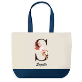 Sac de shopping bleu Suzette Lettre Fleur