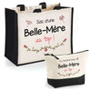 Cabas femme sac plage ou shopping tote bag pochette trousse Idée cadeau original pour anniversaire Noël travail départ retraite collègue famille fete des mères maman mamie