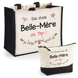 Cabas femme sac plage ou shopping tote bag pochette trousse Idée cadeau original pour anniversaire Noël travail départ retraite collègue famille fete des mères maman mamie