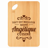 Planche bambou gravée personnalisée femme idée cadeau Fête des Mères apéro 30×20 prénom cuisine plateau fromage anniversaire noel maman mamie