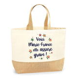 Sac Jute Fête des Mères Fêtes des Pères Mamie Papi Famille Idée Cadeau anniversaire Noël Travail Boulot Métier Départ Retraite Collègue Femme Homme