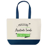 Sac de shopping bleu Meilleure Assistante Sociale de tous les temps