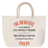 Sac Fête des Mères Mamie Famille Idée Cadeau anniversaire Noël Travail Boulot Métier Départ Retraite Collègue Femme cabas shopping plage