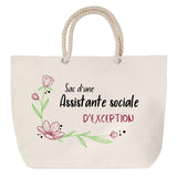 Sac Fête des Mères Mamie Famille Idée Cadeau anniversaire Noël Travail Boulot Métier Départ Retraite Collègue Femme cabas shopping plage