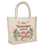 Sac Fête des Mères Mamie Famille Idée Cadeau anniversaire Noël Travail Boulot Métier Départ Retraite Collègue Femme cabas shopping plage