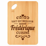 Planche bambou gravée personnalisée femme idée cadeau Fête des Mères apéro 30×20 prénom cuisine plateau fromage anniversaire noel maman mamie