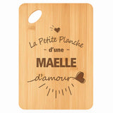 Planche bambou gravée personnalisée femme idée cadeau Fête des Mères apéro 30×20 prénom cuisine plateau fromage anniversaire noel maman mamie