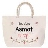 Sac Fête des Mères Mamie Famille Idée Cadeau anniversaire Noël Travail Boulot Métier Départ Retraite Collègue Femme cabas shopping plage