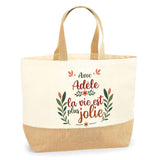 Sac Jute Fête des Mères Fêtes des Pères Mamie Papi Famille Idée Cadeau anniversaire Noël Travail Boulot Métier Départ Retraite Collègue Femme Homme