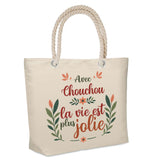 Sac Fête des Mères Mamie Famille Idée Cadeau anniversaire Noël Travail Boulot Métier Départ Retraite Collègue Femme cabas shopping plage