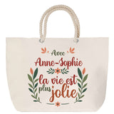 Sac Fête des Mères Mamie Famille Idée Cadeau anniversaire Noël Travail Boulot Métier Départ Retraite Collègue Femme cabas shopping plage