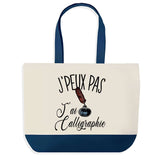 Sac de shopping bleu J'peux pas Calligraphie