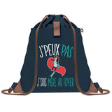 Sac à Dos Bleu avec Pochette J'peux Pas Mère au Foyer