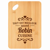 Planche bambou gravée personnalisée homme idée cadeau Fête des Pères apéro 30×20 prénom cuisine plateau fromage anniversaire noel papa papi 