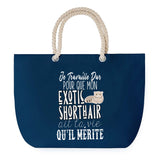 Sac de plage Bleu anse corde Exotic Shorthair Travailler Dur pour mon Chat
