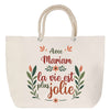 Sac Fête des Mères Mamie Famille Idée Cadeau anniversaire Noël Travail Boulot Métier Départ Retraite Collègue Femme cabas shopping plage