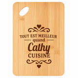 Planche bambou gravée personnalisée femme idée cadeau Fête des Mères apéro 30×20 prénom cuisine plateau fromage anniversaire noel maman mamie