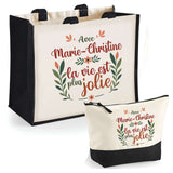Sac Fête des Mères Mamie Famille Idée Cadeau anniversaire Noël Travail Boulot Métier Départ Retraite Collègue Femme cabas shopping plage