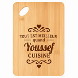 Planche bambou gravée personnalisée homme idée cadeau Fête des Pères apéro 30×20 prénom cuisine plateau fromage anniversaire noel papa papi 