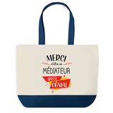 Sac de shopping bleu Merci Médiateur Génial