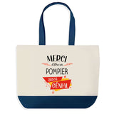 Sac de shopping bleu Merci Pompier Génial