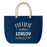 Sac de Plage Bleu avec Anse Corde Certifié meilleur Loulou