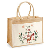 Sac Fête des Mères Mamie Famille Idée Cadeau anniversaire Noël Travail Boulot Métier Départ Retraite Collègue Femme cabas shopping plage