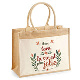 Sac Fête des Mères Mamie Famille Idée Cadeau anniversaire Noël Travail Boulot Métier Départ Retraite Collègue Femme cabas shopping plage