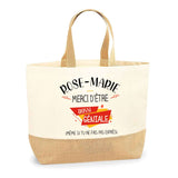 Sac Jute Fête des Mères Fêtes des Pères Mamie Papi Famille Idée Cadeau anniversaire Noël Travail Boulot Métier Départ Retraite Collègue Femme Homme