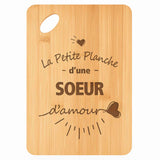 Planche bambou gravée personnalisée femme idée cadeau Fête des Mères apéro 30×20 prénom cuisine plateau fromage anniversaire noel maman mamie