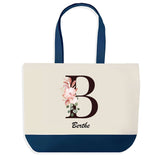 Sac de shopping bleu Berthe Lettre Fleur