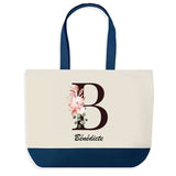 Sac de shopping bleu Bénédicte Lettre Fleur