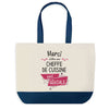Sac de shopping bleu Merci Cheffe de Cuisine Géniale