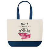 Sac de shopping bleu Merci Cheffe de Cuisine Géniale
