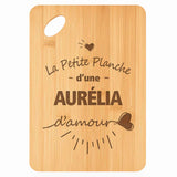 Planche bambou gravée personnalisée femme idée cadeau Fête des Mères apéro 30×20 prénom cuisine plateau fromage anniversaire noel maman mamie