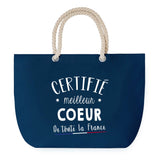 Sac de Plage Bleu avec Anse Corde Certifié meilleur Coeur