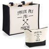 Cabas homme ou femme sac plage ou shopping tote bag pochette trousse Idée cadeau original pour anniversaire Noël travail départ retraite collègue famille fete des mères fetes des pères papa maman mamie papi