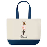 Sac de shopping bleu Johanna Lettre Fleur